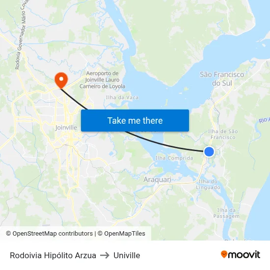 Rodoivia Hipólito Arzua to Univille map