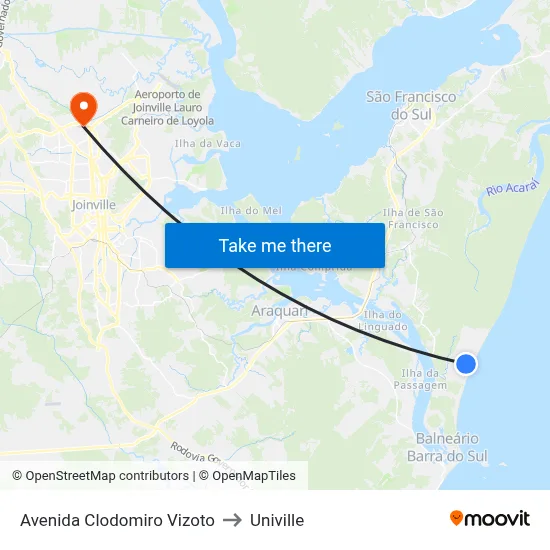 Avenida Clodomiro Vizoto to Univille map