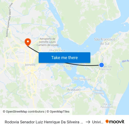 Rodovia Senador Luiz Henrique Da Silveira 54632 to Univille map