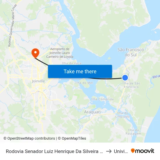 Rodovia Senador Luiz Henrique Da Silveira 3676 to Univille map