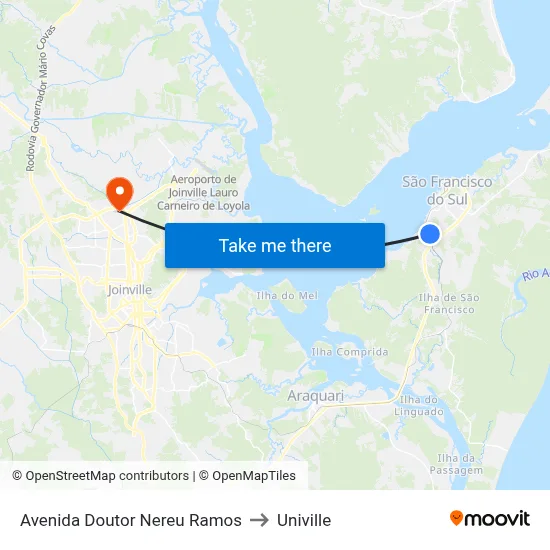 Avenida Doutor Nereu Ramos to Univille map
