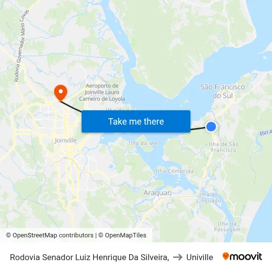 Rodovia Senador Luiz Henrique Da Silveira, to Univille map