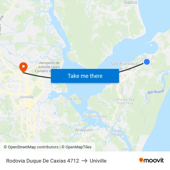 Rodovia Duque De Caxias 4712 to Univille map