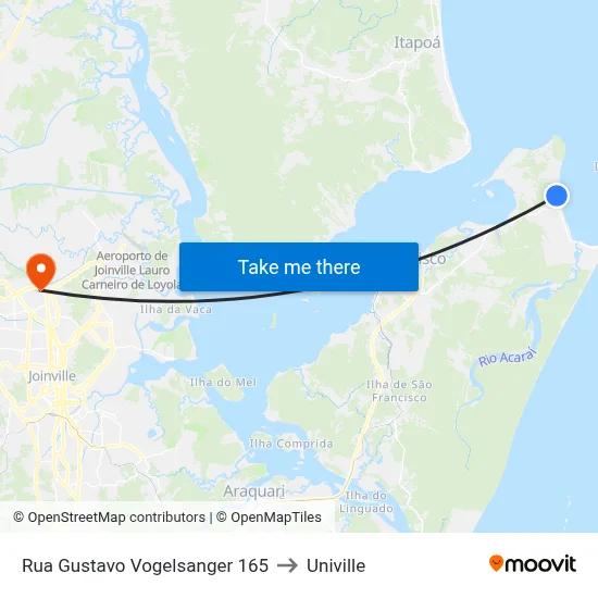 Rua Gustavo Vogelsanger 165 to Univille map