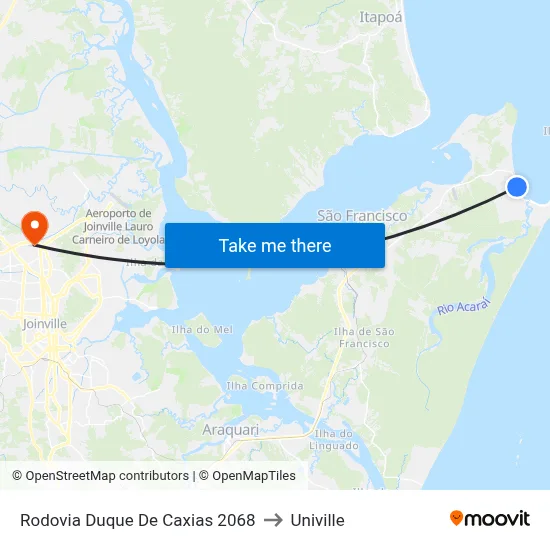 Rodovia Duque De Caxias 2068 to Univille map