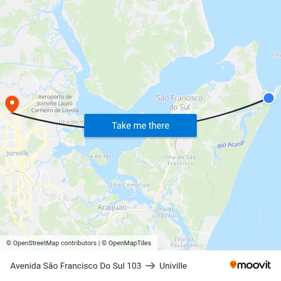 Avenida São Francisco Do Sul 103 to Univille map