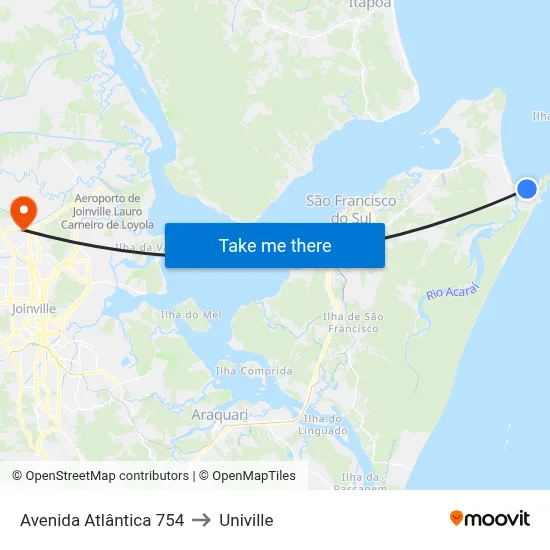 Avenida Atlântica 754 to Univille map