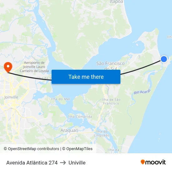 Avenida Atlântica 274 to Univille map