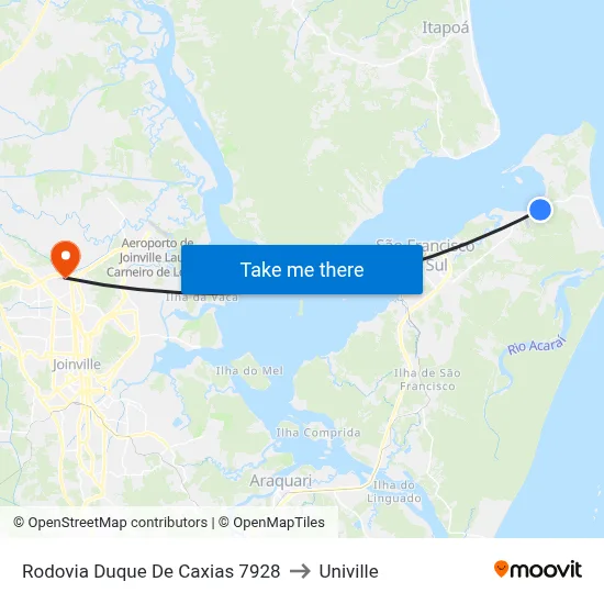 Rodovia Duque De Caxias 7928 to Univille map