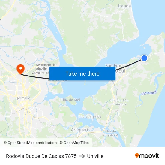Rodovia Duque De Caxias 7875 to Univille map
