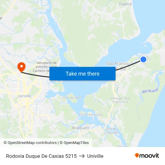 Rodovia Duque De Caxias 5215 to Univille map