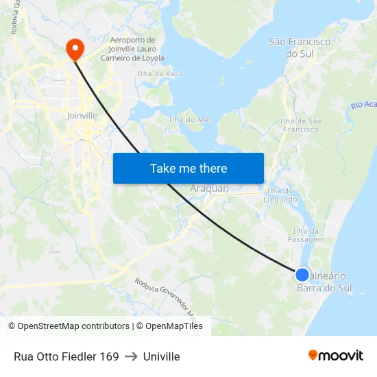 Rua Otto Fiedler 169 to Univille map