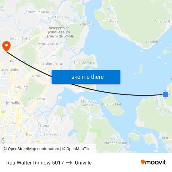 Rua Walter Rhinow 5017 to Univille map