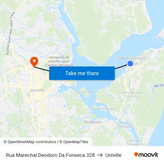 Rua Marechal Deodoro Da Fonseca 328 to Univille map