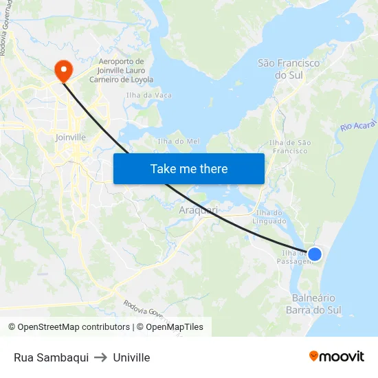Rua Sambaqui to Univille map
