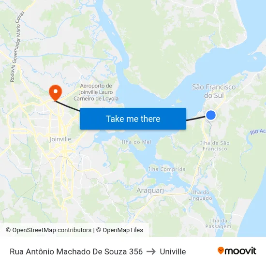 Rua Antônio Machado De Souza 356 to Univille map