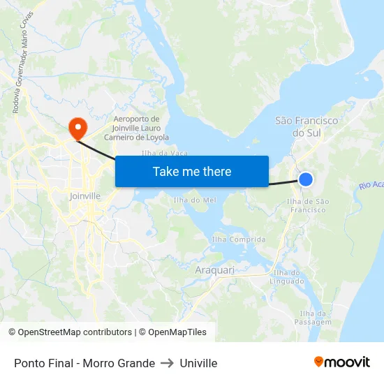 Ponto Final - Morro Grande to Univille map