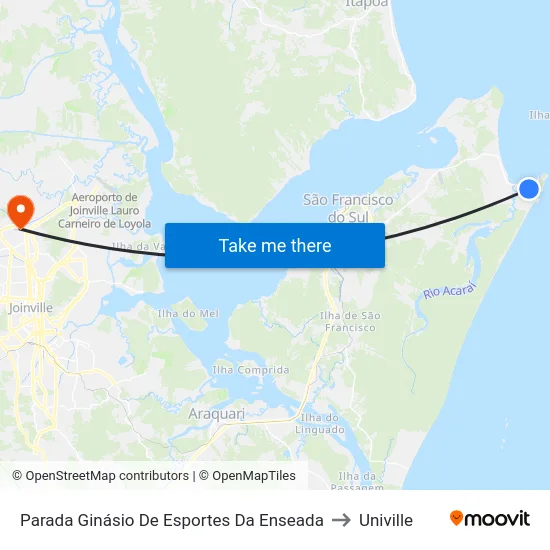 Parada Ginásio De Esportes Da Enseada to Univille map