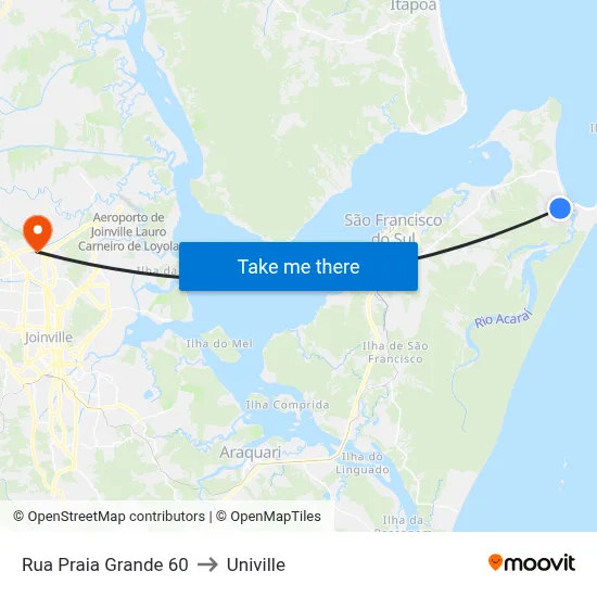 Rua Praia Grande 60 to Univille map
