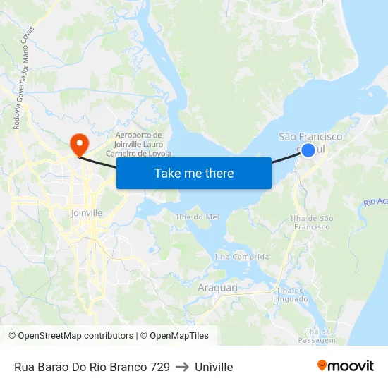 Rua Barão Do Rio Branco 729 to Univille map