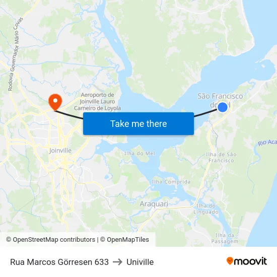 Rua Marcos Görresen 633 to Univille map