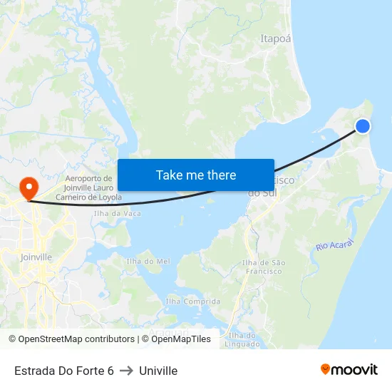 Estrada Do Forte 6 to Univille map