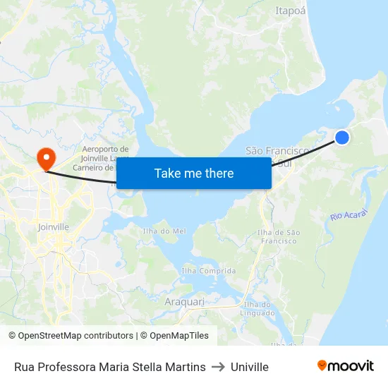 Rua Professora Maria Stella Martins to Univille map