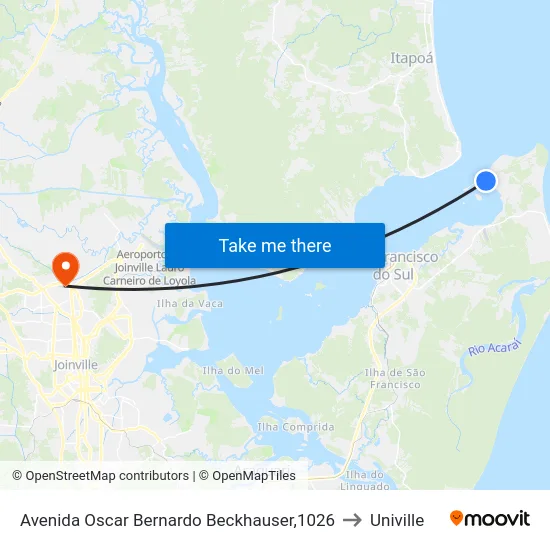 Avenida Oscar Bernardo Beckhauser,1026 to Univille map
