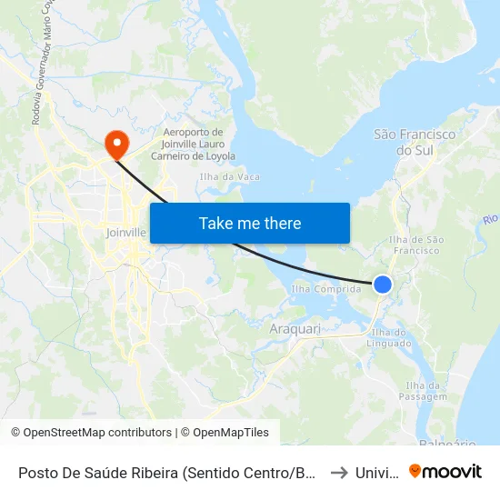 Posto De Saúde Ribeira (Sentido Centro/Bairro) to Univille map