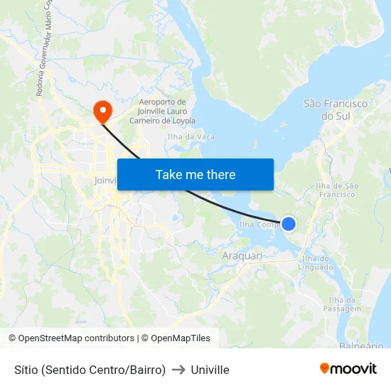 Sítio (Sentido Centro/Bairro) to Univille map