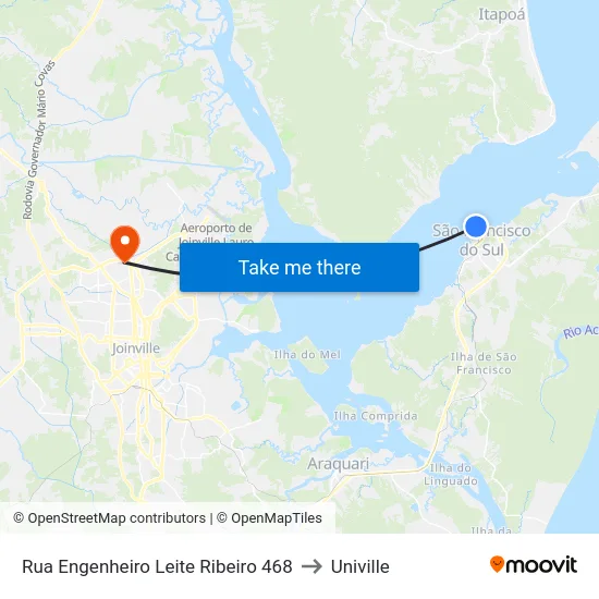 Rua Engenheiro Leite Ribeiro 468 to Univille map