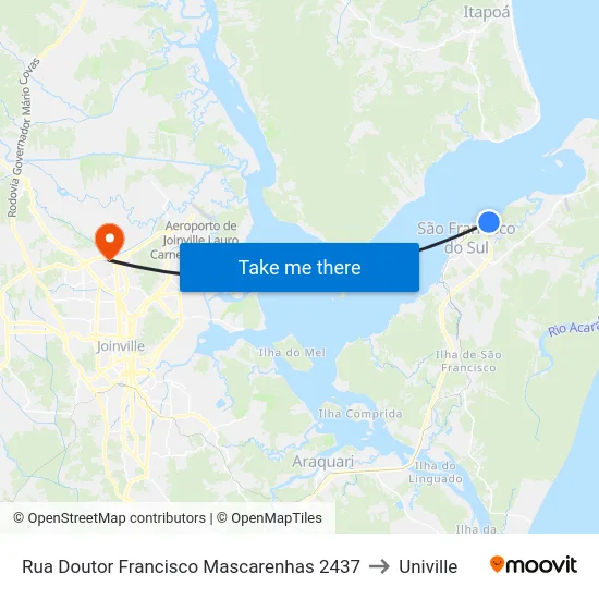 Rua Doutor Francisco Mascarenhas 2437 to Univille map