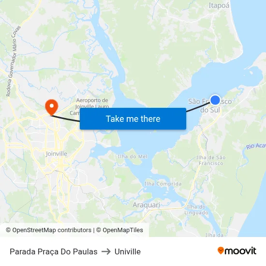 Parada Praça Do Paulas to Univille map