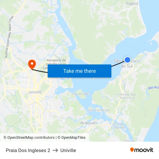 Praia Dos Ingleses 2 to Univille map