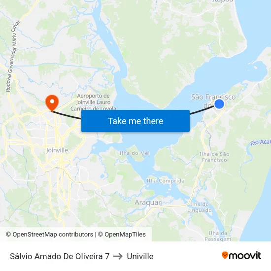 Sálvio Amado De Oliveira 7 to Univille map
