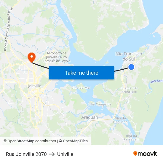 Rua Joinville 2070 to Univille map