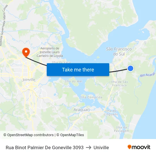 Rua Binot Palmier De Goneville 3093 to Univille map