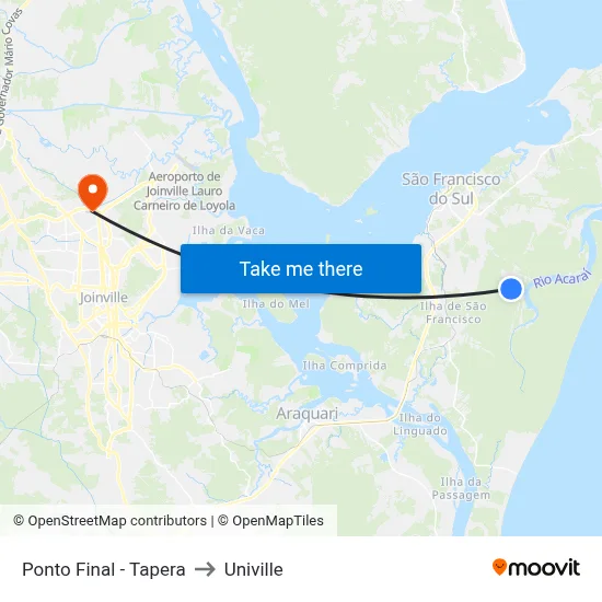 Ponto Final - Tapera to Univille map