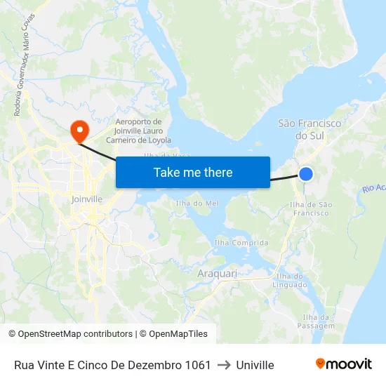 Rua Vinte E Cinco De Dezembro 1061 to Univille map