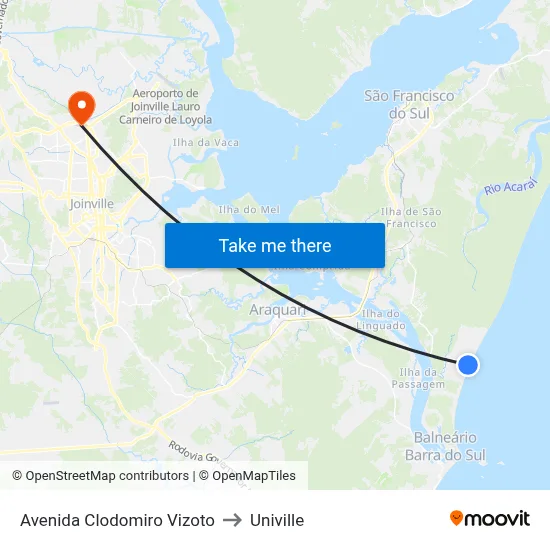Avenida Clodomiro Vizoto to Univille map