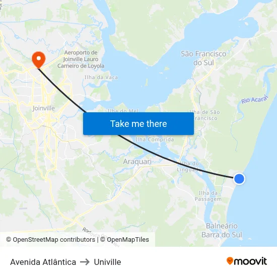 Avenida Atlântica to Univille map