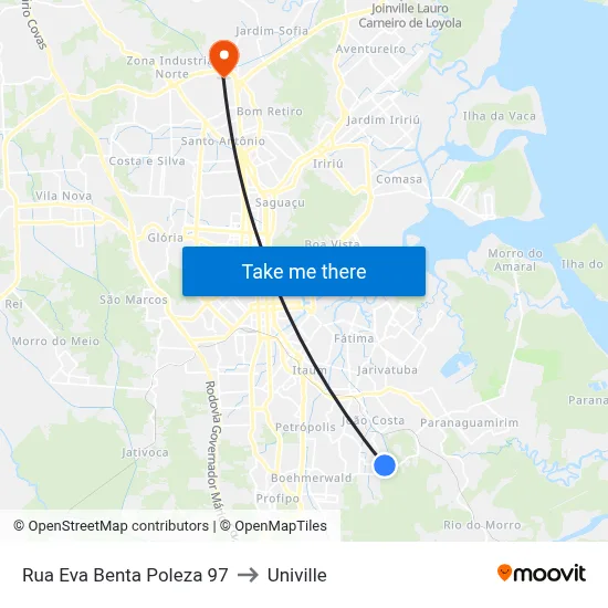 Rua Eva Benta Poleza 97 to Univille map