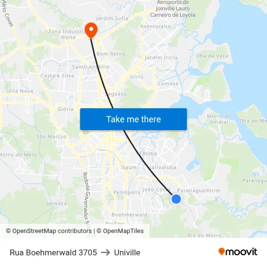 Rua Boehmerwald 3705 to Univille map