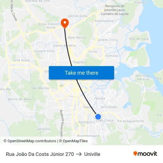 Rua João Da Costa Júnior 270 to Univille map