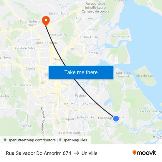 Rua Salvador Do Amorim 674 to Univille map