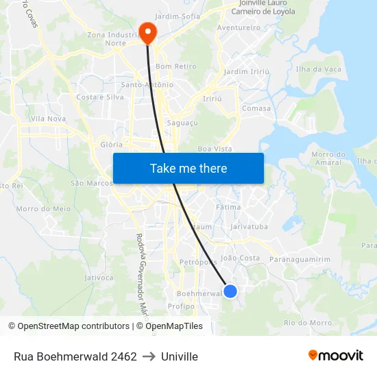 Rua Boehmerwald 2462 to Univille map
