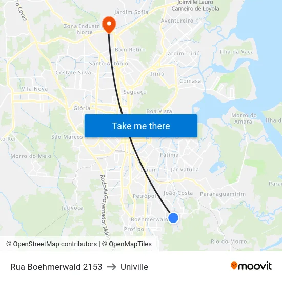 Rua Boehmerwald 2153 to Univille map