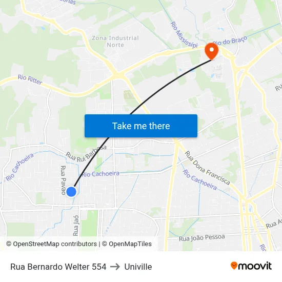 Rua Bernardo Welter 554 to Univille map