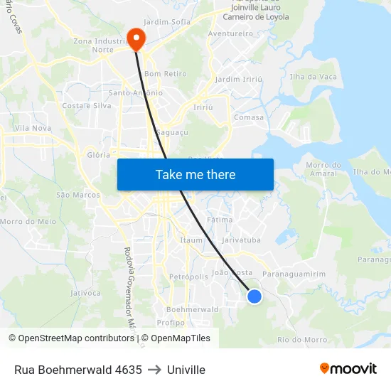 Rua Boehmerwald 4635 to Univille map