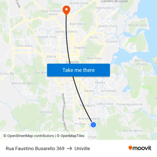Rua Faustino Busarello 369 to Univille map